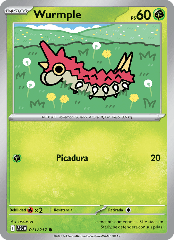 Wurmple, carta 011 de Héroes Ascendentes