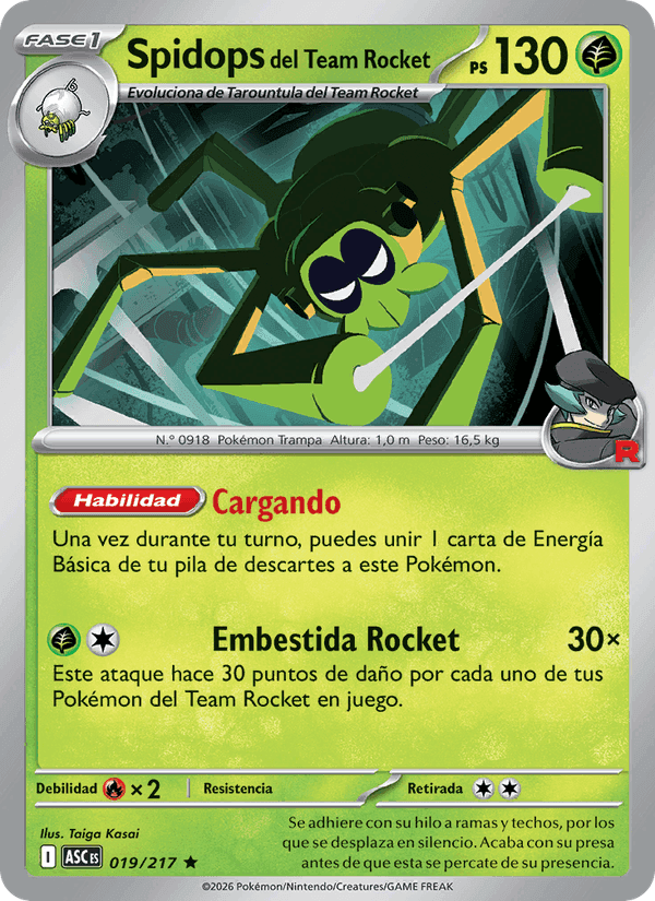 Spidops del Team Rocket, carta 019 de Héroes Ascendentes