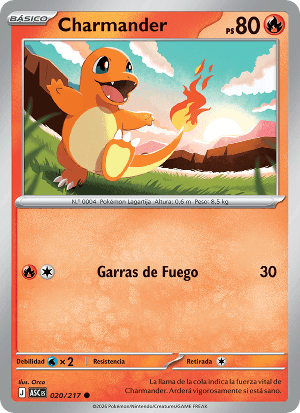 Charmander, carta 020 de Héroes Ascendentes