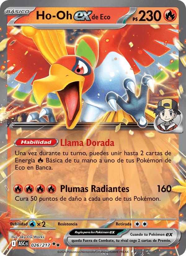 Ho-Oh ex de Eco, carta 026 de Héroes Ascendentes