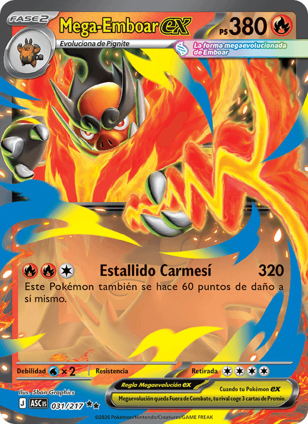 Mega-Emboar ex, carta 031 de Héroes Ascendentes