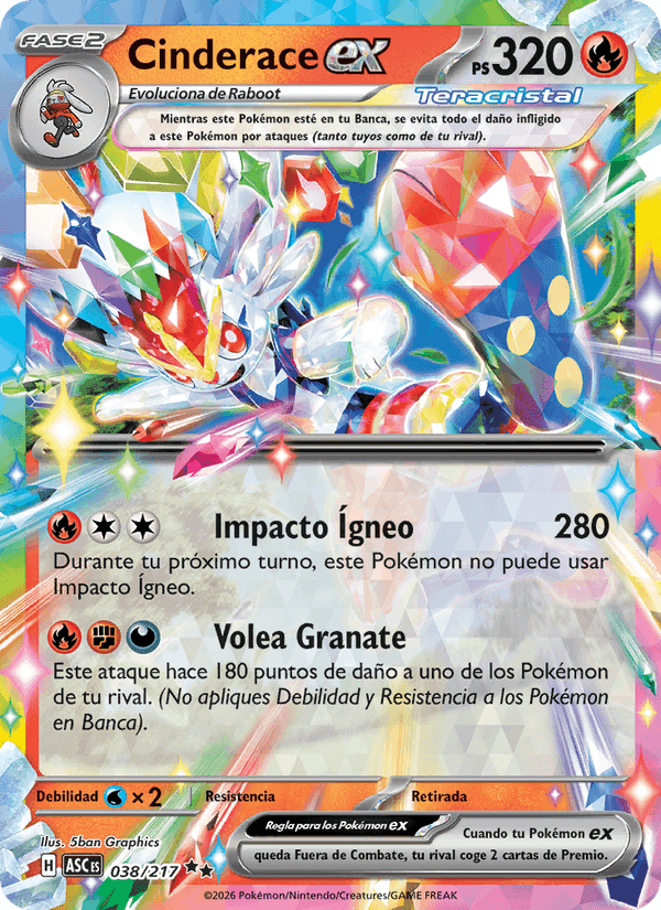 Cinderace ex, carta 038 de Héroes Ascendentes