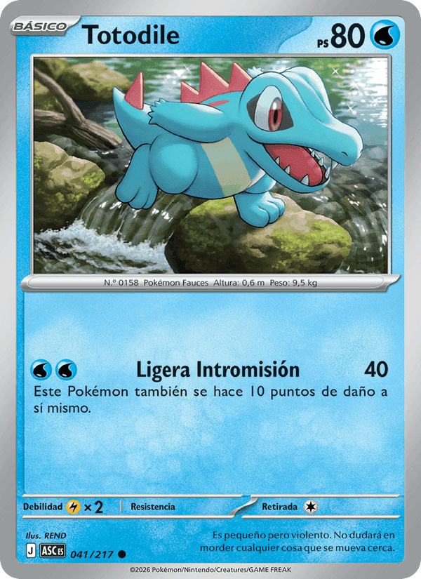Totodile, carta 041 de Héroes Ascendentes