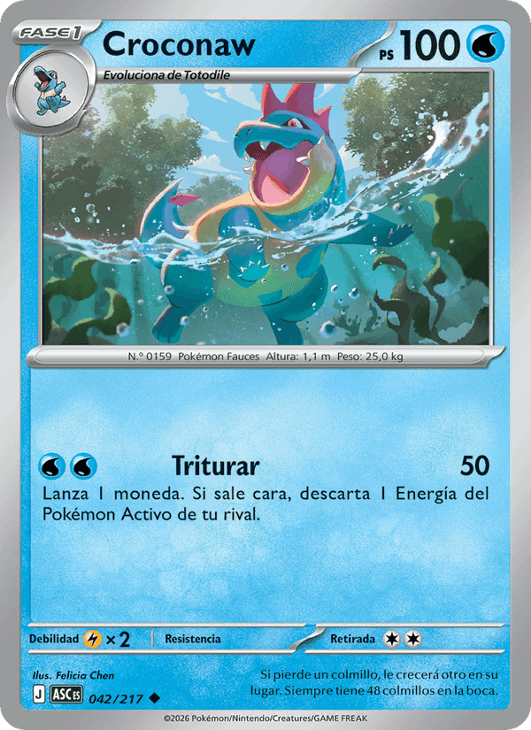 Croconaw, carta 042 de Héroes Ascendentes