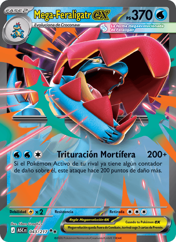 Mega-Feraligatr ex, carta 043 de Héroes Ascendentes
