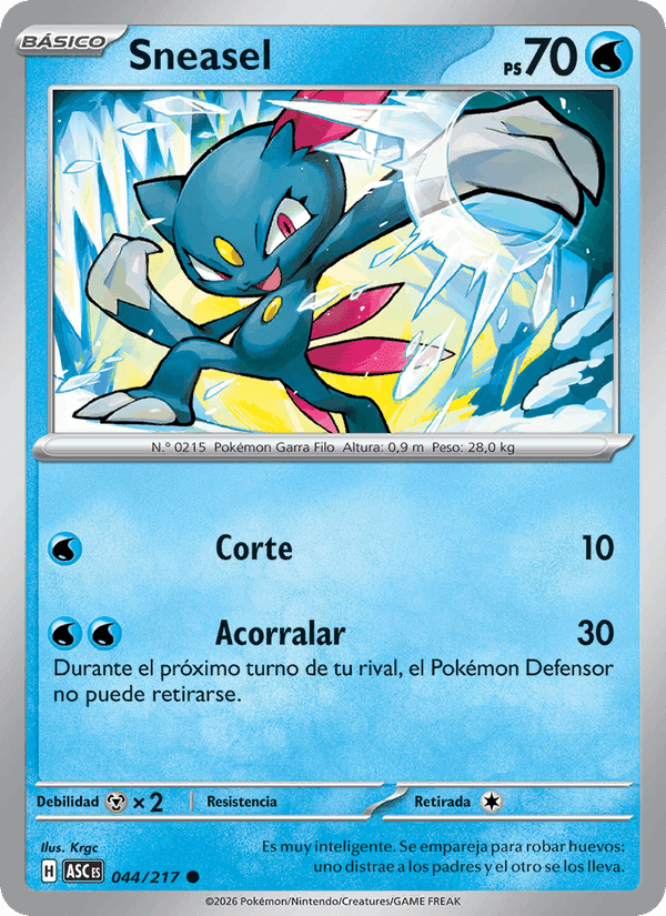 Sneasel, carta 044 de Héroes Ascendentes