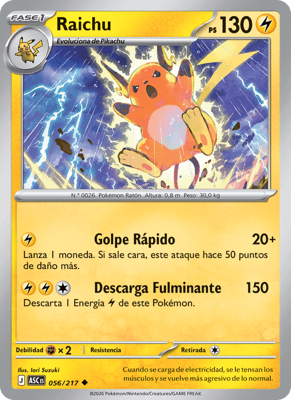 Raichu, carta 056 de Héroes Ascendentes