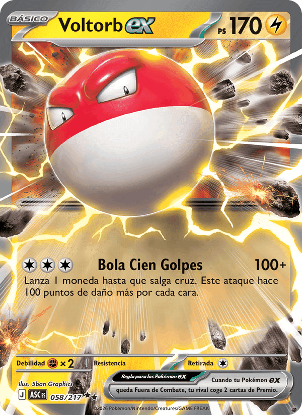 Voltorb ex, carta 058 de Héroes Ascendentes