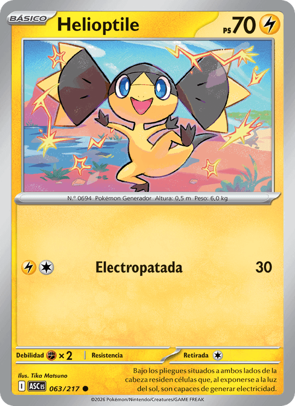 Helioptile, card 063 from Héroes Ascendentes