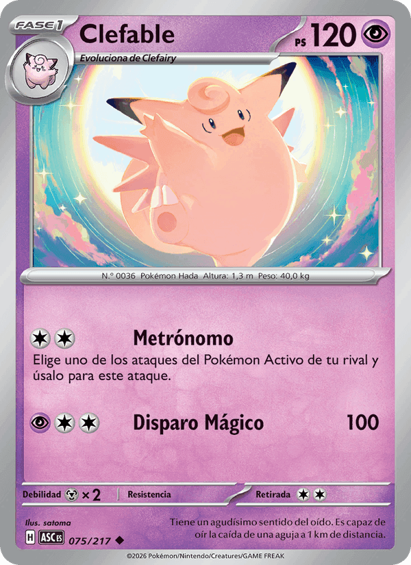 Clefable, carta 075 de Héroes Ascendentes