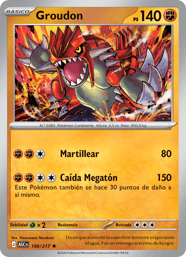 Groudon, carta 108 de Héroes Ascendentes