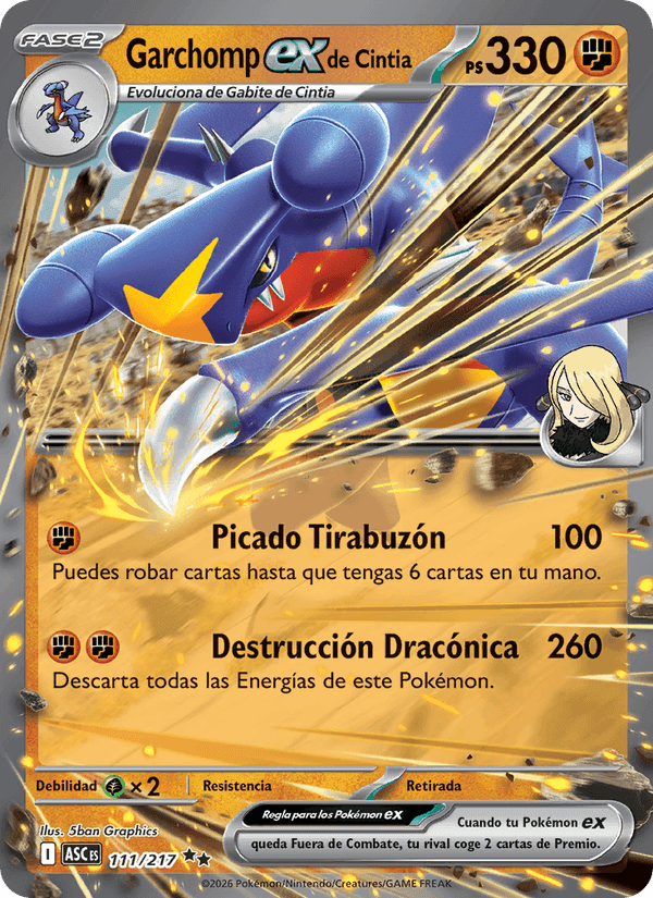 Garchomp ex de Cintia, carta 111 di Héroes Ascendentes