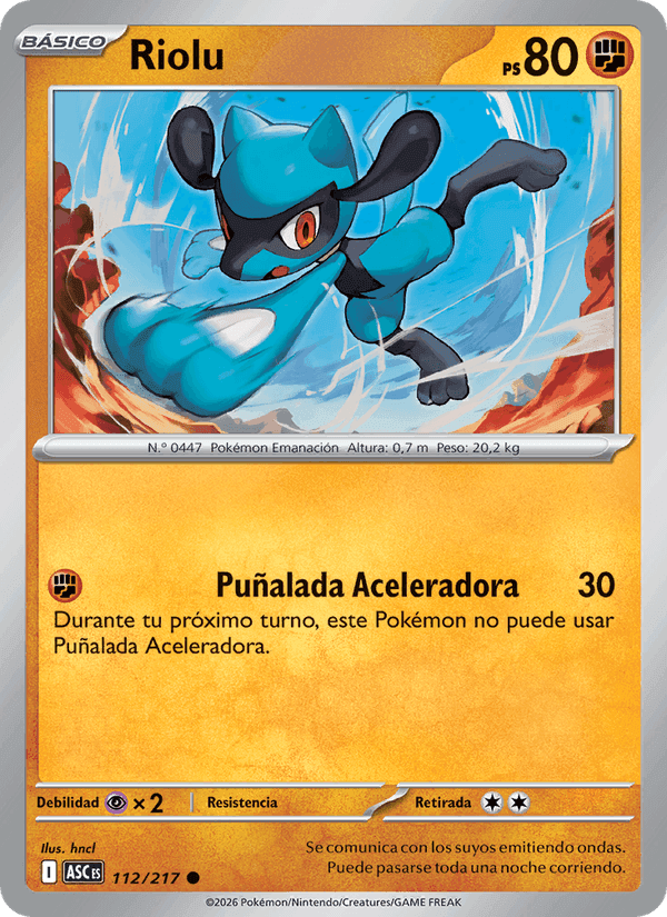 Riolu, carta 112 de Héroes Ascendentes