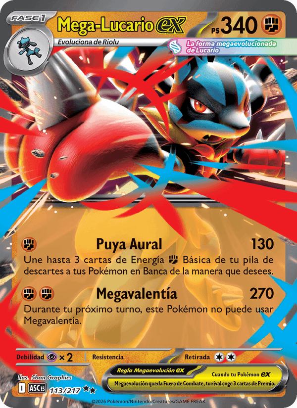 Mega-Lucario ex, card 113 from Héroes Ascendentes