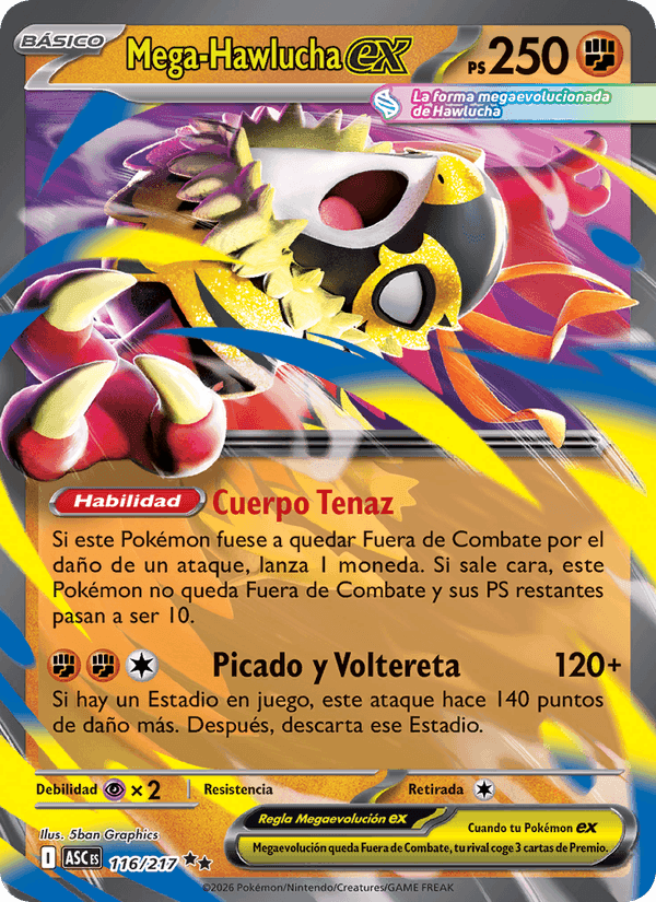 Mega-Hawlucha ex, carta 116 de Héroes Ascendentes