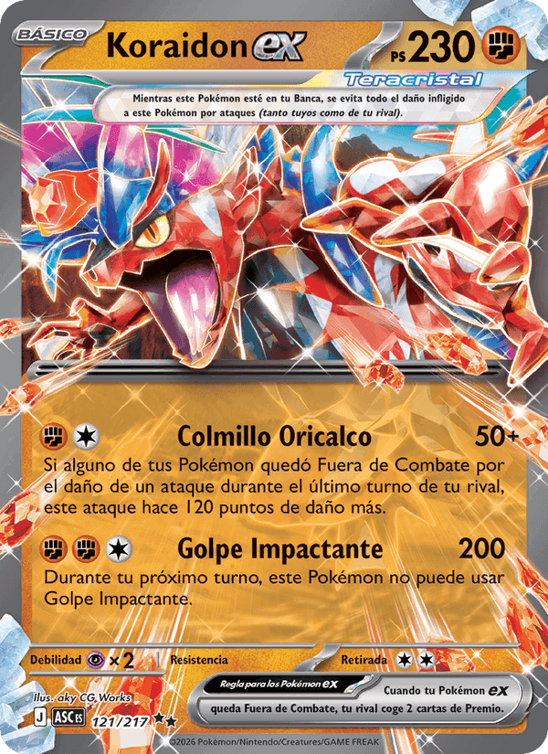 Koraidon ex, card 121 from Héroes Ascendentes