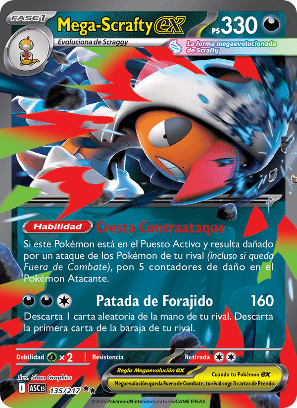 Mega-Scrafty ex, carta 135 di Héroes Ascendentes
