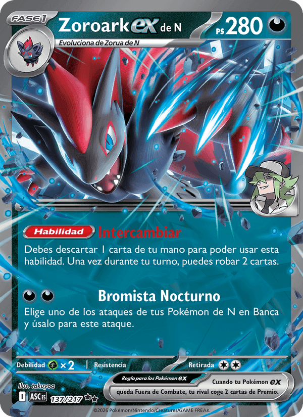 Zoroark ex de N, card 137 from Héroes Ascendentes