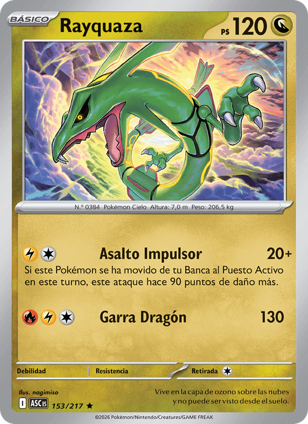 Rayquaza, carta 153 de Héroes Ascendentes