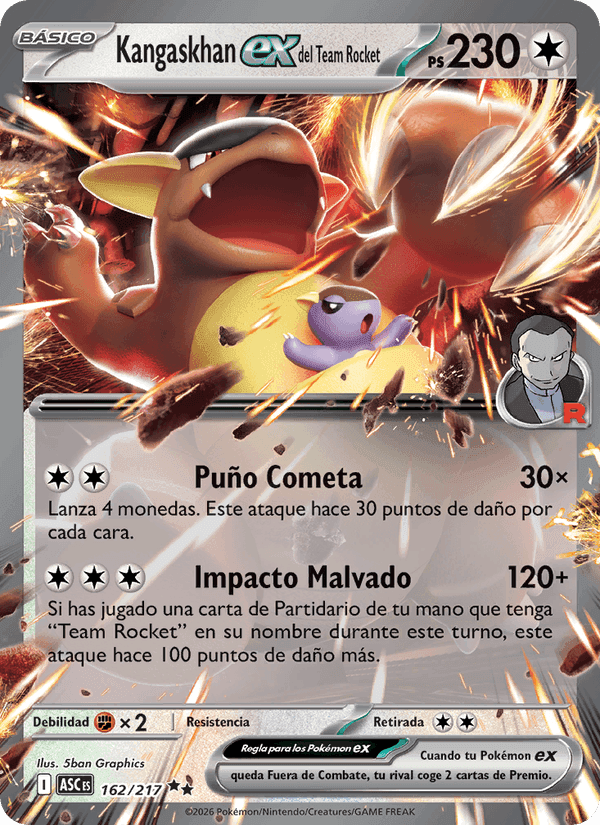 Kangaskhan ex del Team Rocket, carta 162 di Héroes Ascendentes