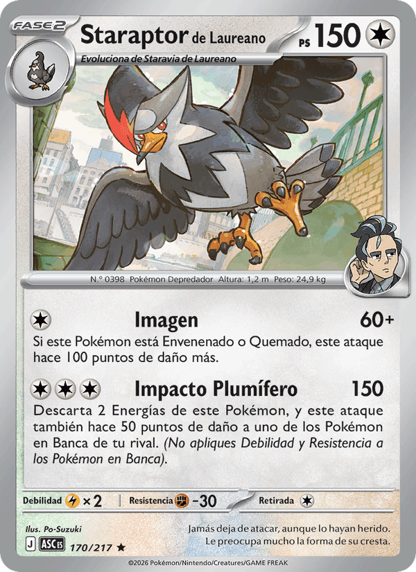 Staraptor de Laureano, carta 170 de Héroes Ascendentes