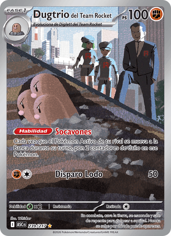 Dugtrio del Team Rocket, carta 239 di Héroes Ascendentes