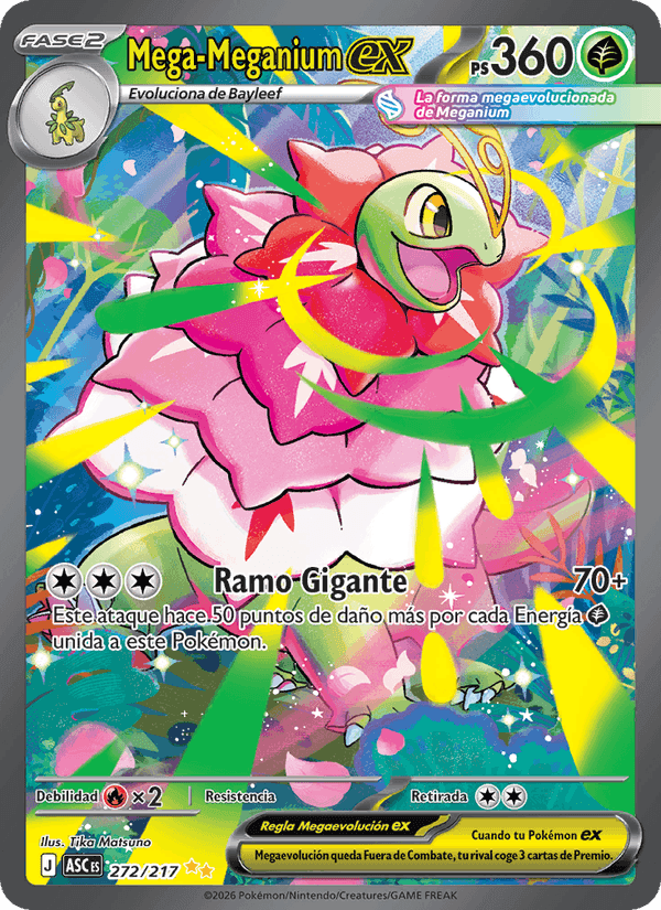 Mega-Meganium ex, carta 272 di Héroes Ascendentes