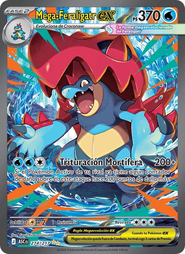 Mega-Feraligatr ex, carta 274 de Héroes Ascendentes
