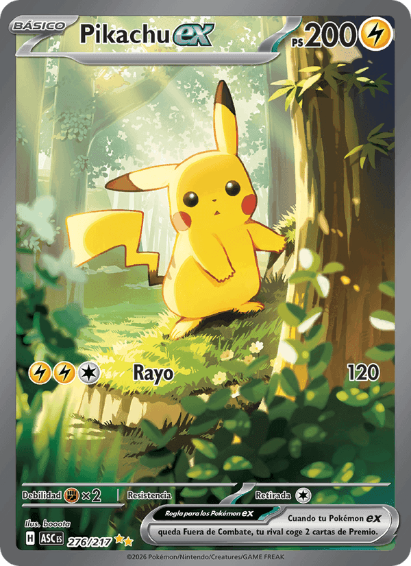 Pikachu ex, card 276 from Héroes Ascendentes
