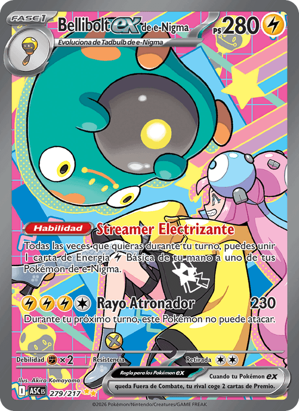 Bellibolt ex de e-Nigma, card 279 from Héroes Ascendentes