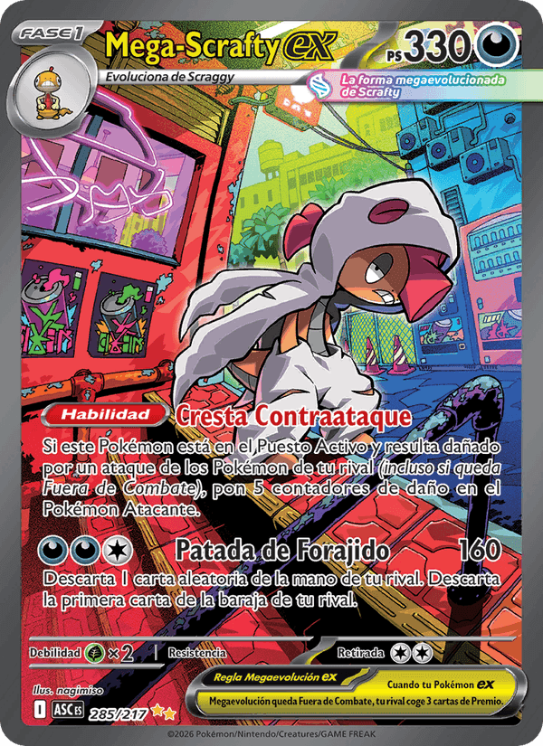 Mega-Scrafty ex, carta 285 de Héroes Ascendentes