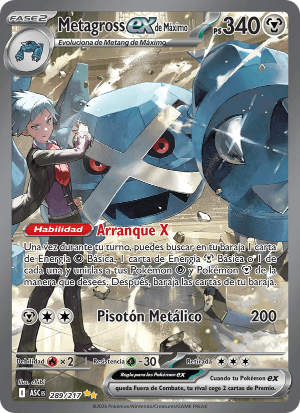Metagross ex de Máximo, carta 289 di Héroes Ascendentes