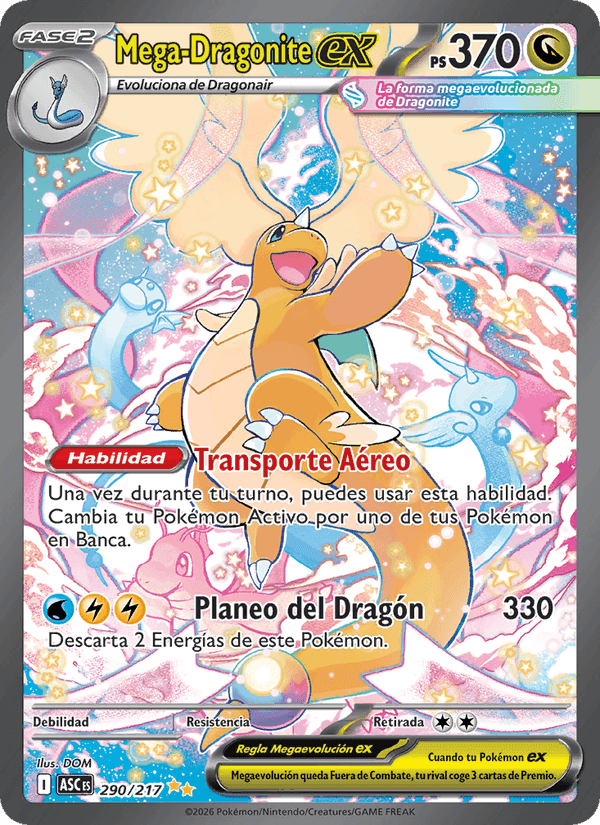 Mega-Dragonite ex, carta 290 de Héroes Ascendentes
