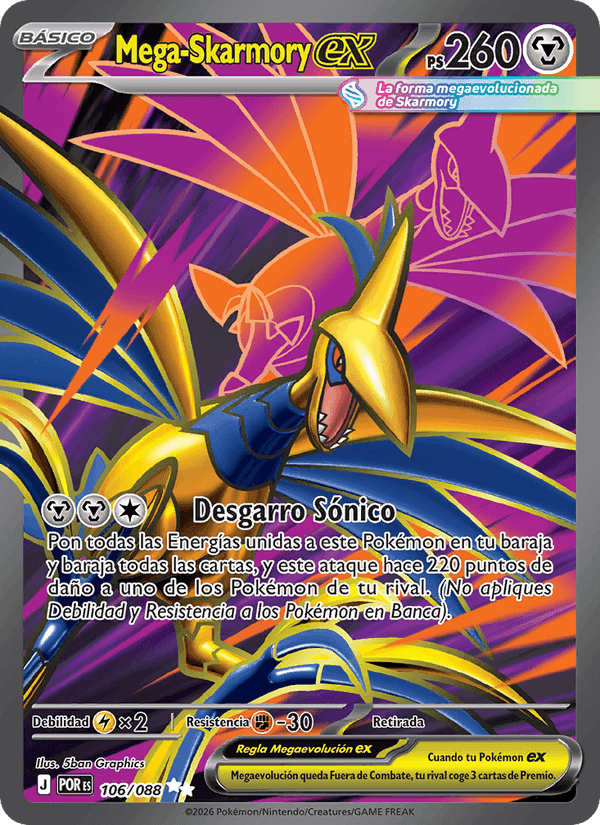 Mega-Skarmory ex, card 106 from Equilibrio Perfecto