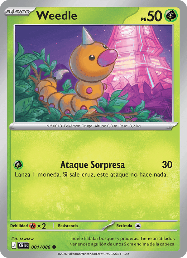 Weedle, carte 001 de Caos Creciente