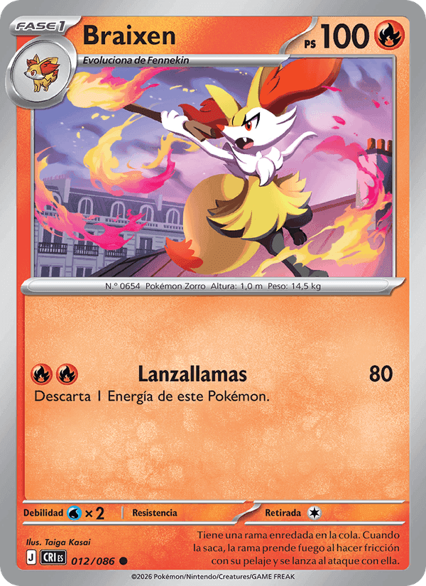 Braixen, carte 012 de Caos Creciente