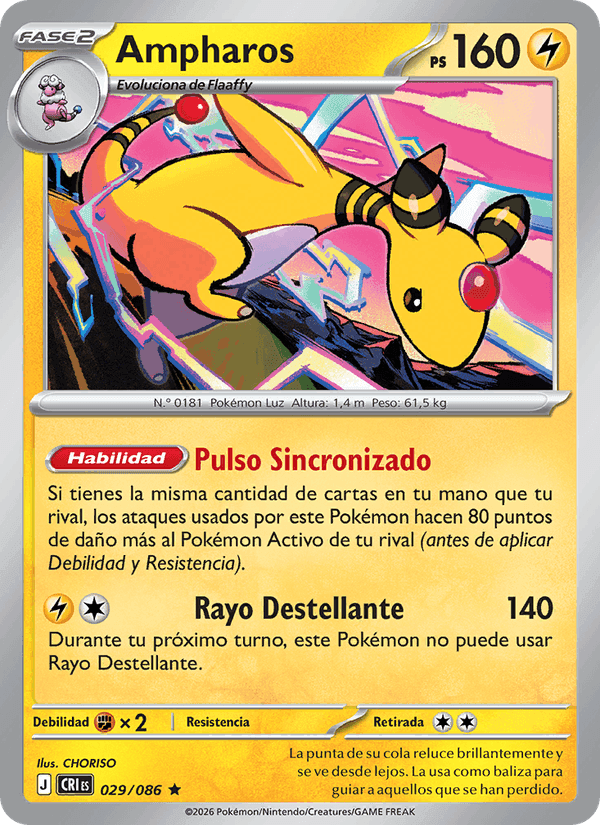Ampharos, carta 029 di Caos Creciente