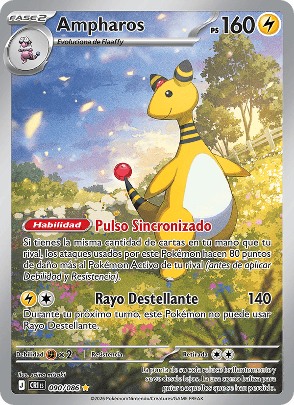 Ampharos, carte 090 de Caos Creciente