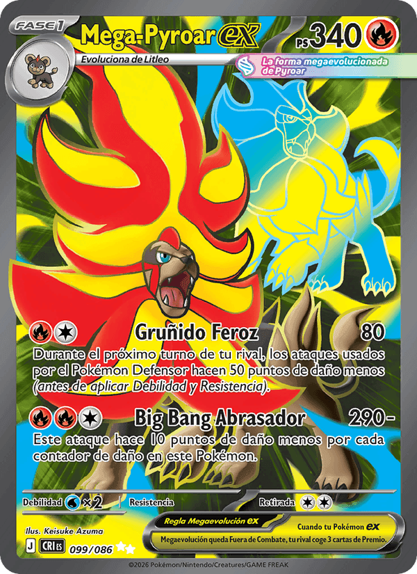 Mega-Pyroar ex, carta 099 de Caos Creciente