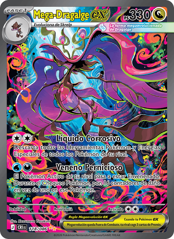 Mega-Dragalge ex, card 118 from Caos Creciente