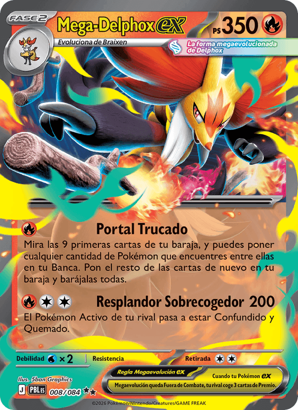 Mega-Delphox ex, card 008 from Oscuridad Absoluta