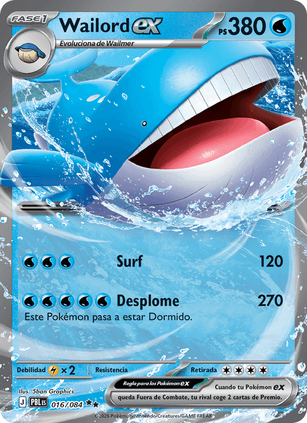 Wailord ex, card 016 from Oscuridad Absoluta