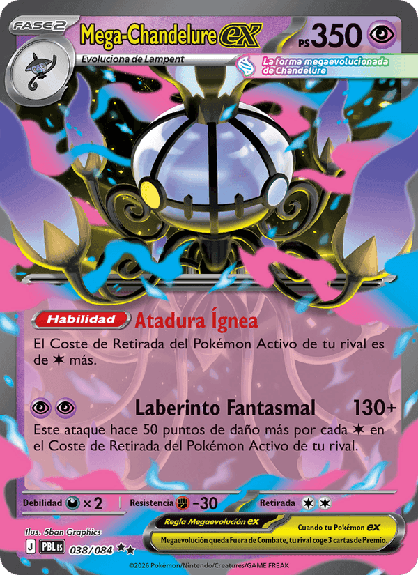 Mega-Chandelure ex, card 038 from Oscuridad Absoluta