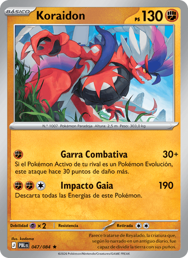 Koraidon, carta 047 de Oscuridad Absoluta