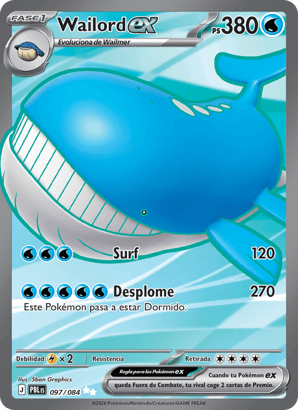 Wailord ex, carta 097 di Oscuridad Absoluta