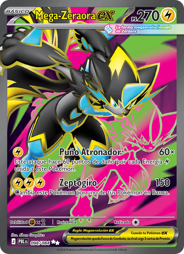 Mega-Zeraora ex, card 098 from Oscuridad Absoluta