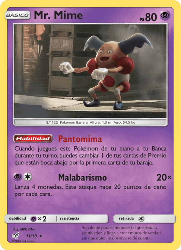 Mr. Mime, carta 11 de Detective Pikachu