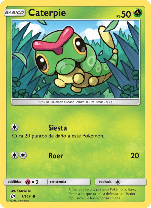 Caterpie, card 1 from Sol y Luna