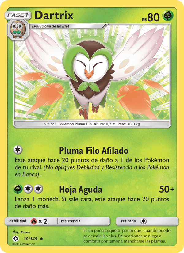 Dartrix, carte 10 de Sol y Luna