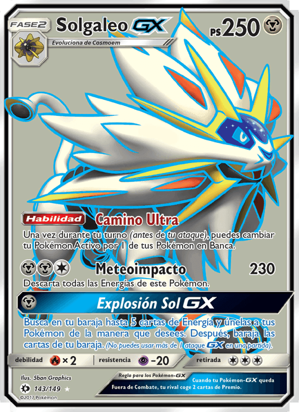 Solgaleo GX, carta 143 de Sol y Luna